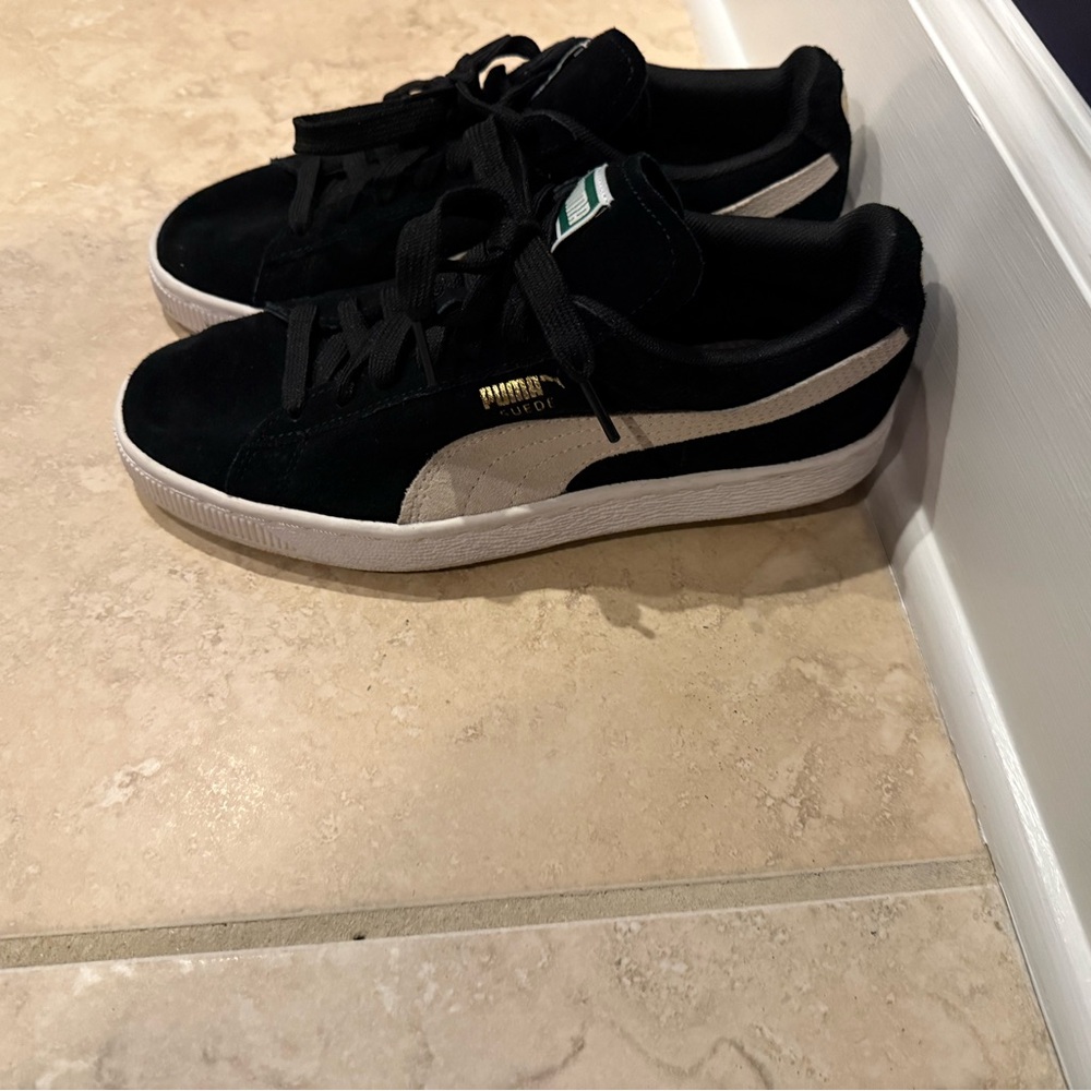 Puma Classic Black and White Suede Shoes